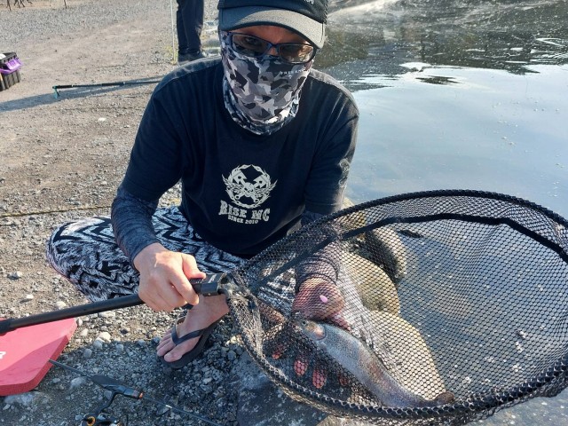 SAIGAのバジング一歩手前の水面直下のトレースにドハマりしました(^^♪