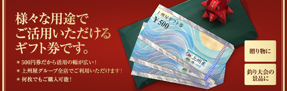 上州屋ギフト券　500円20枚　釣り